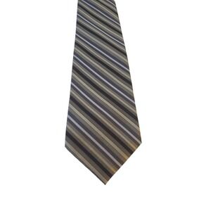 Axist A[x]ist Mens‎ Tie Necktie 100% Silk Brown Tan Gold Striped Business Office